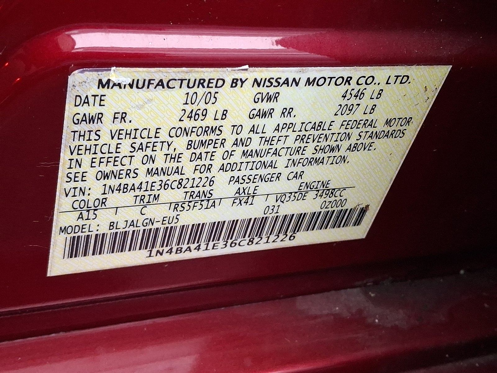 2006 Nissan Maxima 3.5 SL