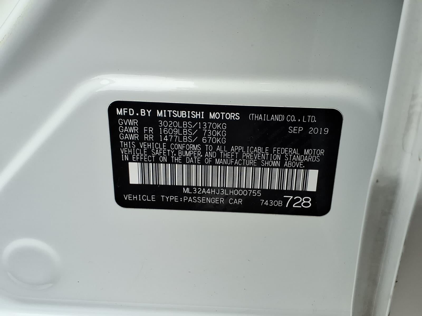 2020 Mitsubishi Mirage SE