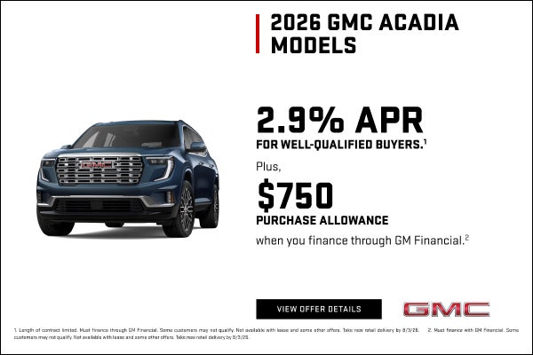 2.9% APR for well-qualified buyers.1

$750 PURCHASE ALLOWANCE when you finance through GM Financi...
