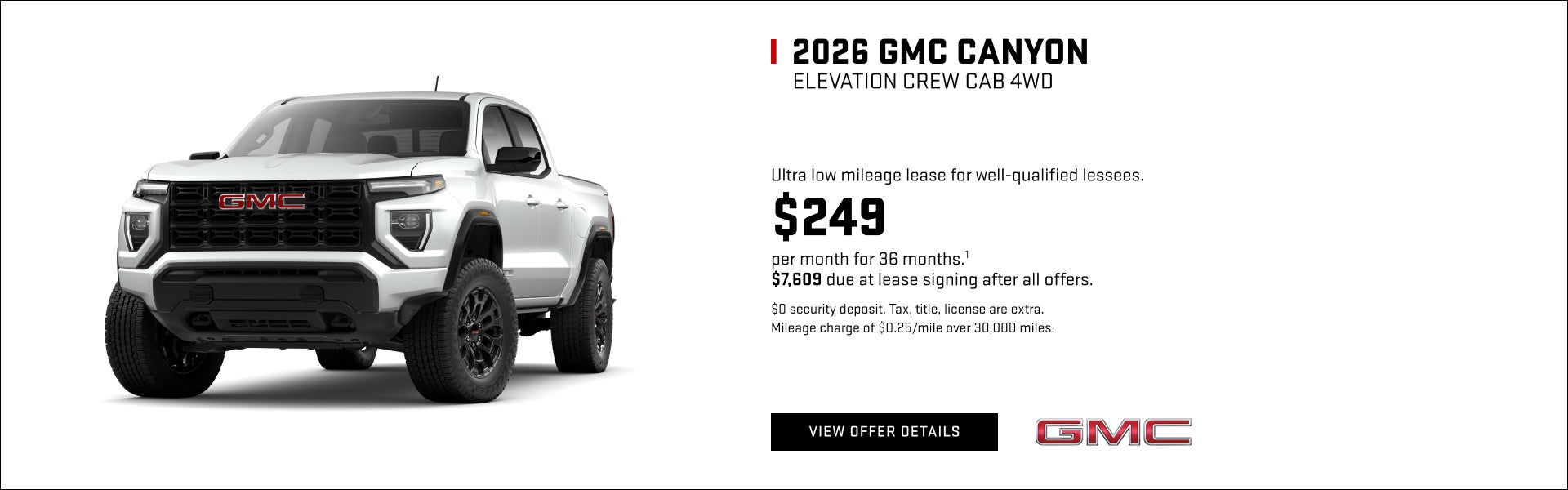 Ultra low mileage lease for well-qualified lessees.

$249 per month for 36 months.1 

$7,609 due ...