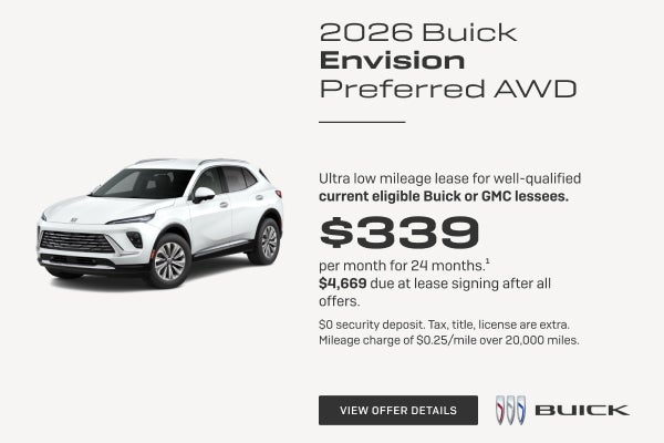 Ultra low mileage lease for well-qualified current eligible Buick or GMC lessees.

$339 per month...