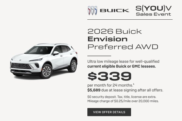 Ultra low mileage lease for well-qualified current eligible Buick or GMC lessees.

$339 per month...